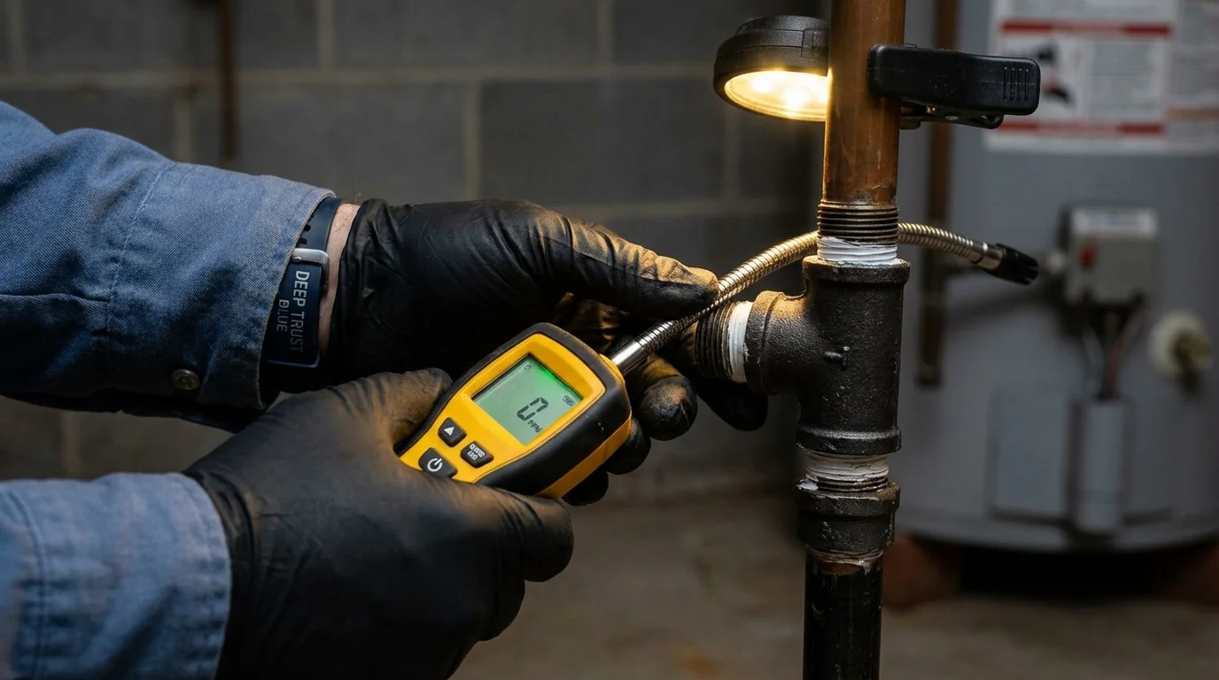 Gas leak detection with electronic sniffer by Johns Plumbing LLC in Greendale