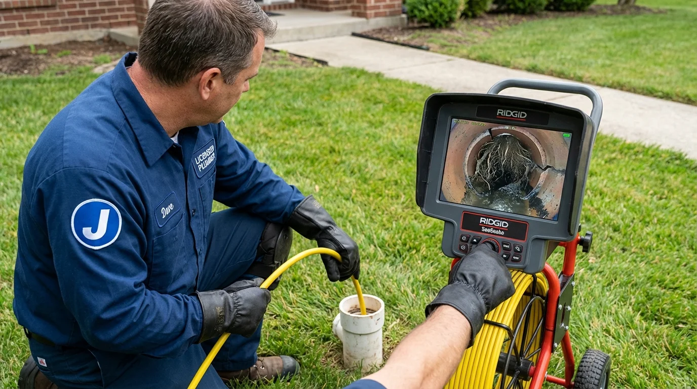 Sewer camera inspection being performed by Johns Plumbing LLC in Greendale