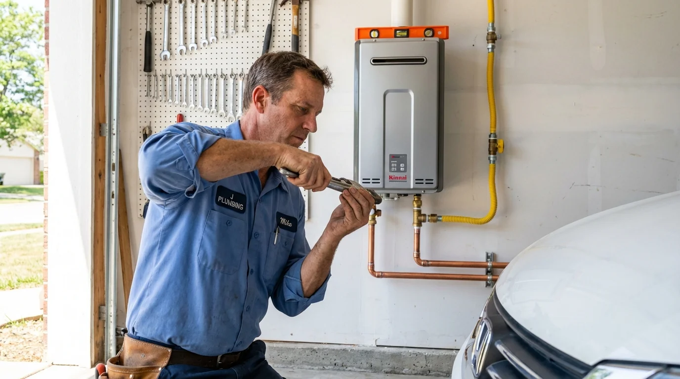 Tankless water heater installation by a Johns Plumbing LLC plumber in Greendale